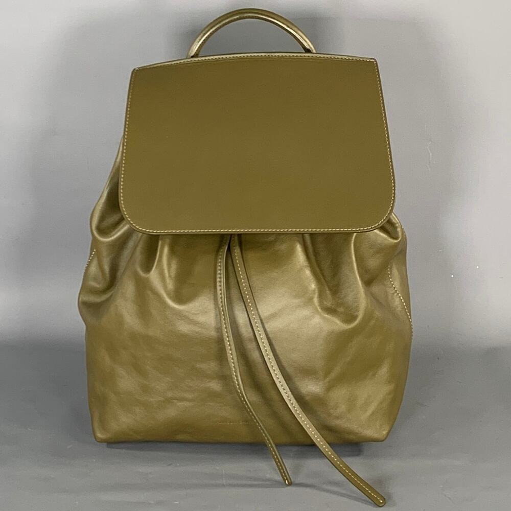 MANSUR GAVRIEL Olive Contrast Stitch Leather Backpack Bags